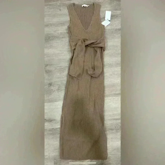 Nwt Good American Taupe Size 1 Belted Body Dress - Picture 2 of 5